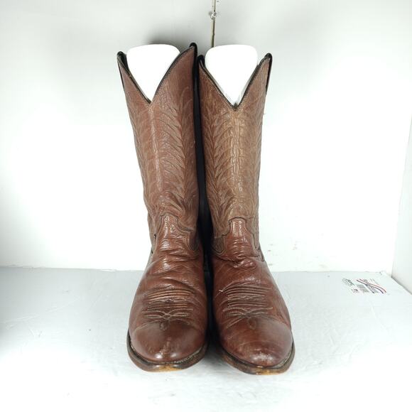 Justin Men\'s Vintage 1306 US 12D Brown Leather Cowboy Boots Made in USA main image 6
